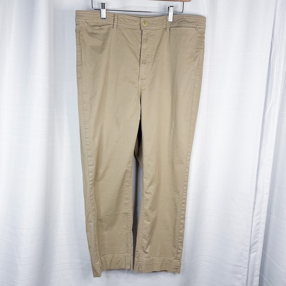 Everlane Khaki Chino Pants Womens 14 Straight Leg Cropped Cotton Stretch EUC - Picture 4 of 12